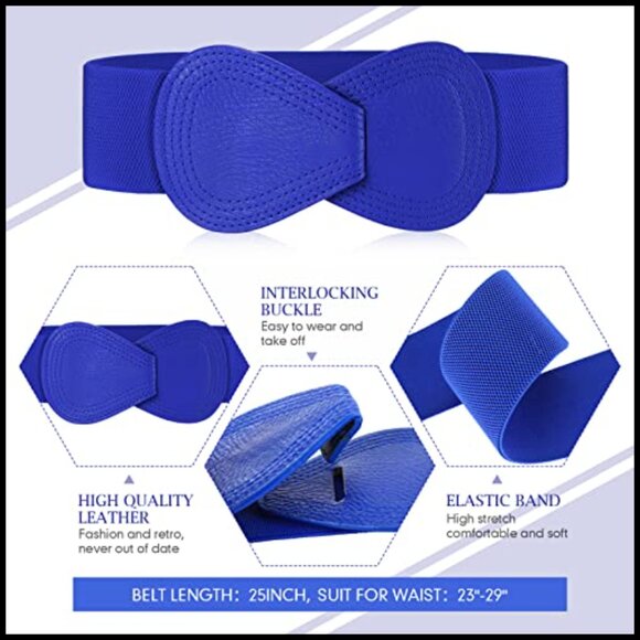 Stretch Belt for Women Dresses Wide Elastic Belt with Interlock Buckle main image 6